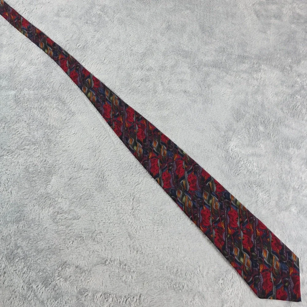 J. Garcia Mens Red Abstract Silk Tie Vintage Grateful‎ Dead Art Necktie 57